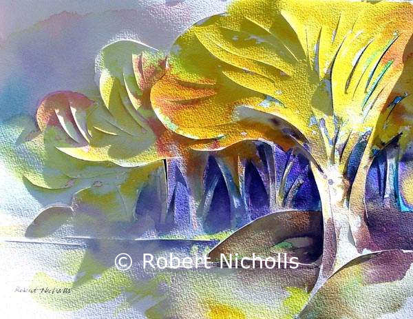 Burnt Ochre:  original watercolour and framed signed print by Robert Nicholls
