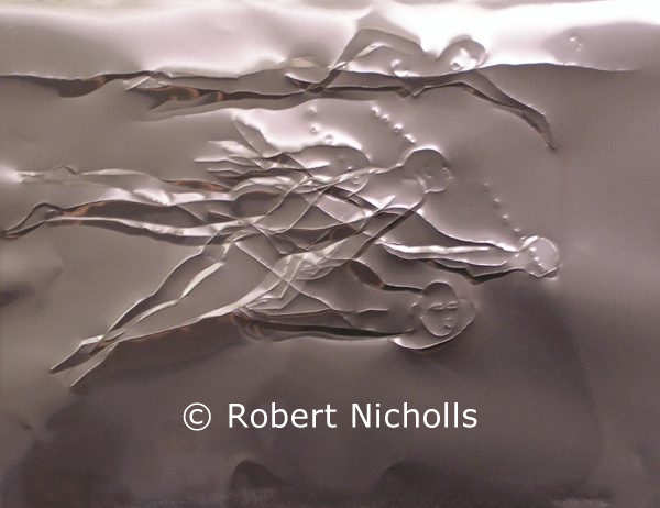 Swimmers: framed signed print by Robert Nicholls